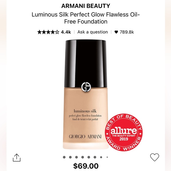 Armani Beauty Luminous Silk Perfect Glow Flawless Oil-Free Foundation - Picture 5 of 8